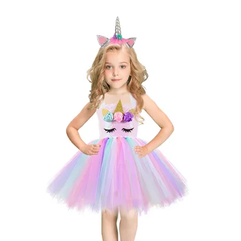 

Children Sequins Dress Tutu Mesh Skirt Princess Dress with Headband Party Photography Props for Kids Girls Height 90-100cm (Pink