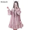 Woherb 2022 Summer Dress Women Harajuku Pink Ladies Ruffle Lace Patch Kawaii Dresses Lolita Cosplay Sweet Loose Vestidos 21092 ► Photo 1/6