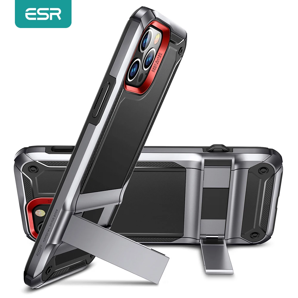 ESR Case for iPhone 12 Kickstand Phone Case for iPhone 12 Pro Heavy Duty Strong Shockproof Protective Stand Case Luxury Funda