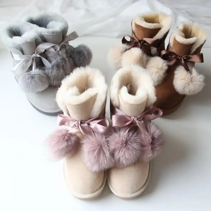 SHUANGGUN Free shipping! New Brand Natural Sheepskin Leather snow boots for women Real Wool inside lady winter warm Boots