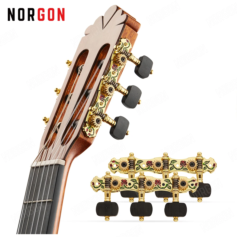 Cabezales de máquina para guitarra clásica, perilla de ébano con diseño de  dragón y rosa, clavijas de afinación para guitarra, AOS 028CWP chapada en  oro y aleación de Zinc|Partes y accesorios de