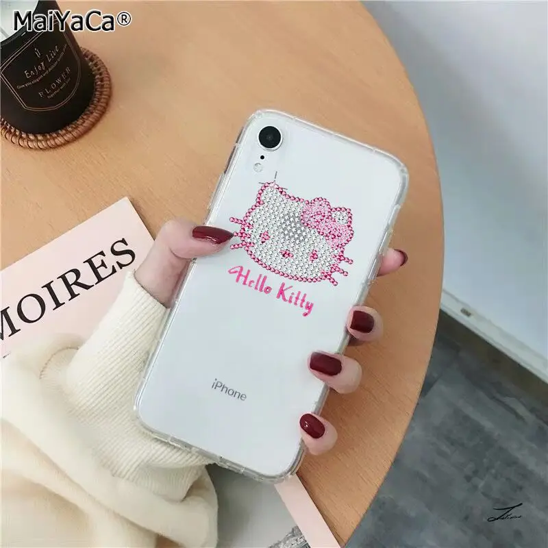 MaiYaCa милый Hello Kitty силиконовый чехол для телефона из ТПУ с принтом "для Apple iphone 11 pro 8 7 66S Plus iphone X XS MAX 5S SE XR крышка чехол для мобильного телефона