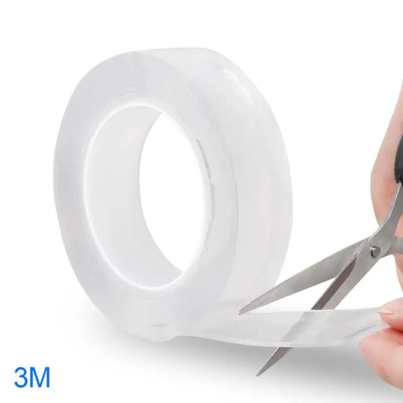 

1/2/3/5m Double-sided Traceless Washable Adhesive Tape Nano Invisible Tape Washable Adhesive Loop Disks Tie Glue Gadget