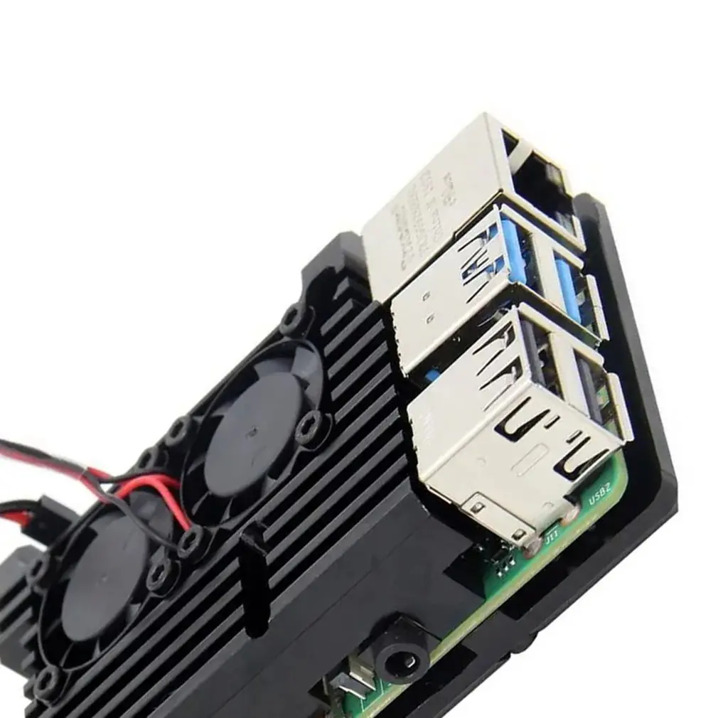 Алюминиевый Чехол для Raspberry Pi 4/3 с двойным вентилятором металлический корпус