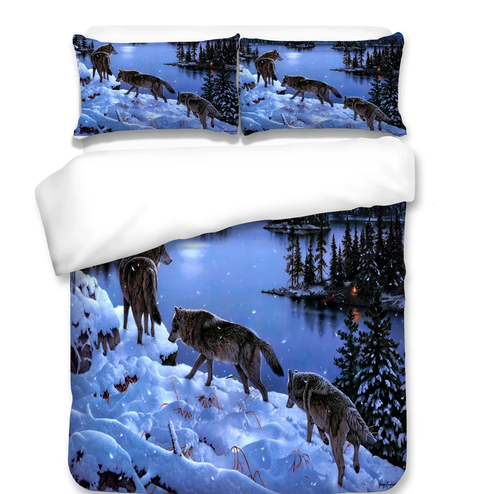 

Free shipping via UPS 3d animal wolf 3/4pcs bedding set without the filler single/twin double/full queen size duvet cover set