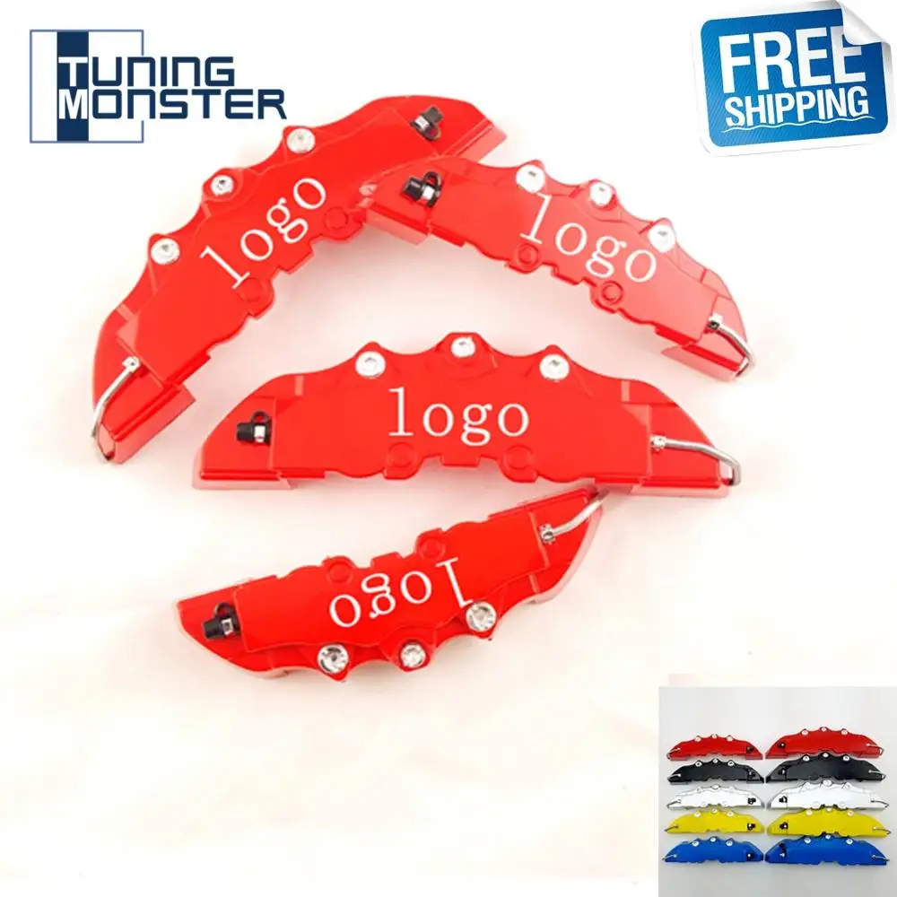 KQZLLL 4pcs Brake Caliper Covers ABS Plastic Truck 3D Red Useful Car Universal Disc Front Rear Auto Universal Kit