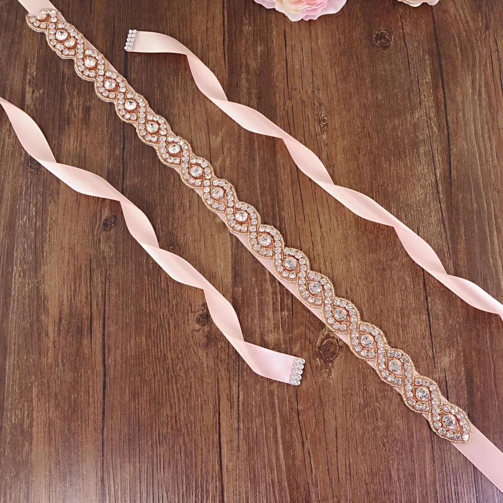 Fashion Women Belt Rose Gold Rhinestone Bridal Belt Thin Crystal Beaded Bridal Belts Women Beaded Belt For Girl Party Dress Up