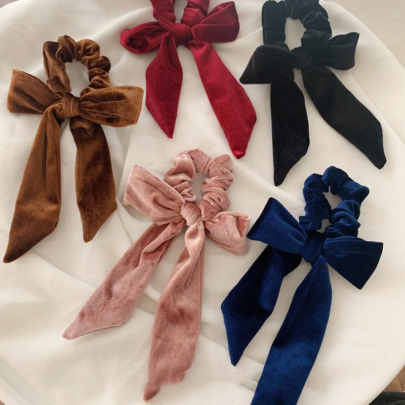 Korean Winter New Velvet Cloth Big Bow Elastic Hair Bands For Women Hair Tools Ponytail Hold Scrunchies