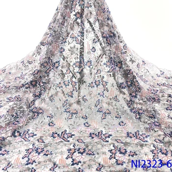 

Bridal Nigerian Embroidery Glitter Sequence African French Net Velvet Lace High Quality Sequins Mesh Tulle Lace Fabric For Party