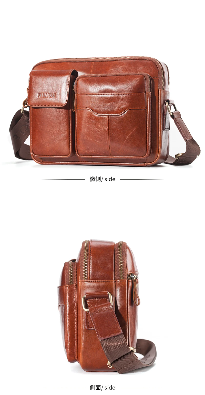 Genuine Leather Men's Messenger Bag Men shoulder Business Laptop Bag Briefcase Document Cross Body Oil Wax Cowhide Male Handbags