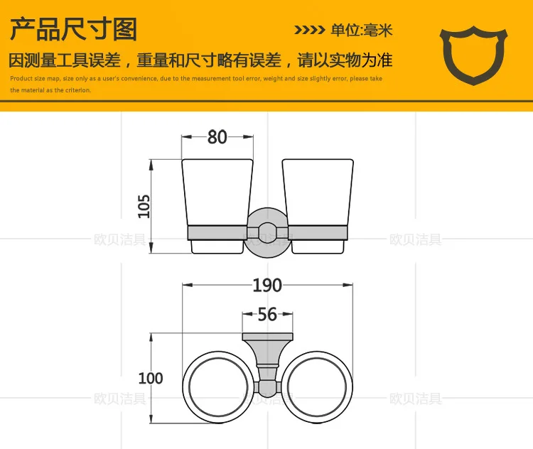 Direct Selling Price Simple Brass Material Gold-Plated Bathroom Hardware Accessories Ceramic Mouthwash Cup Storage Rack shuang b