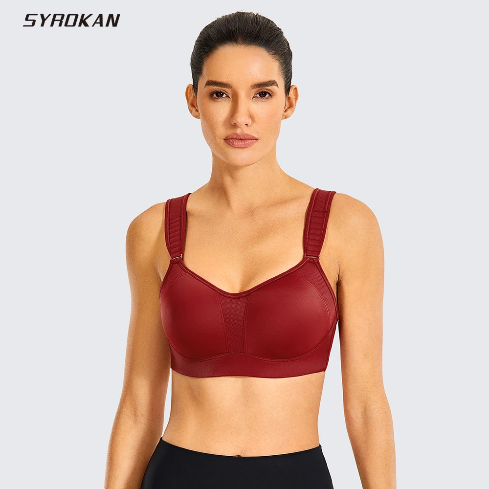 Syrokan Women Bras Workout High Impact Full Support Underwire Imbottito Contour Plus Size Reggiseno Intimo