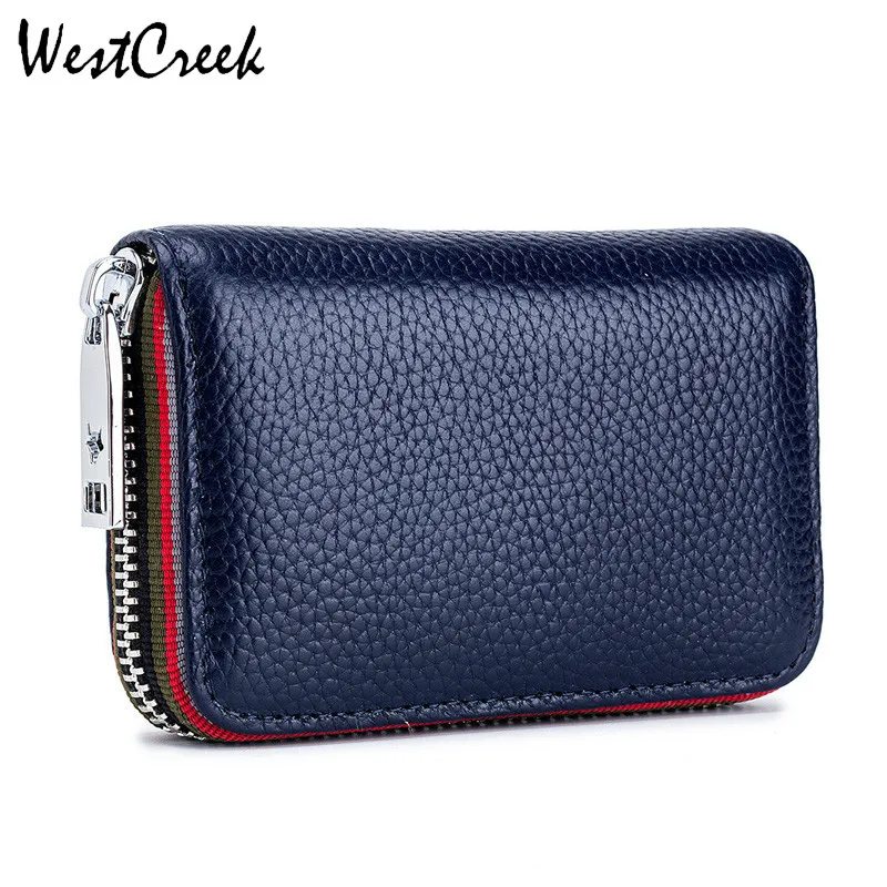New Fashion Women's Card Bag Genuine Leather Men Credit Holder Rfid Wallet Female Change Organizer Small Purse Zipper | Багаж и сумки