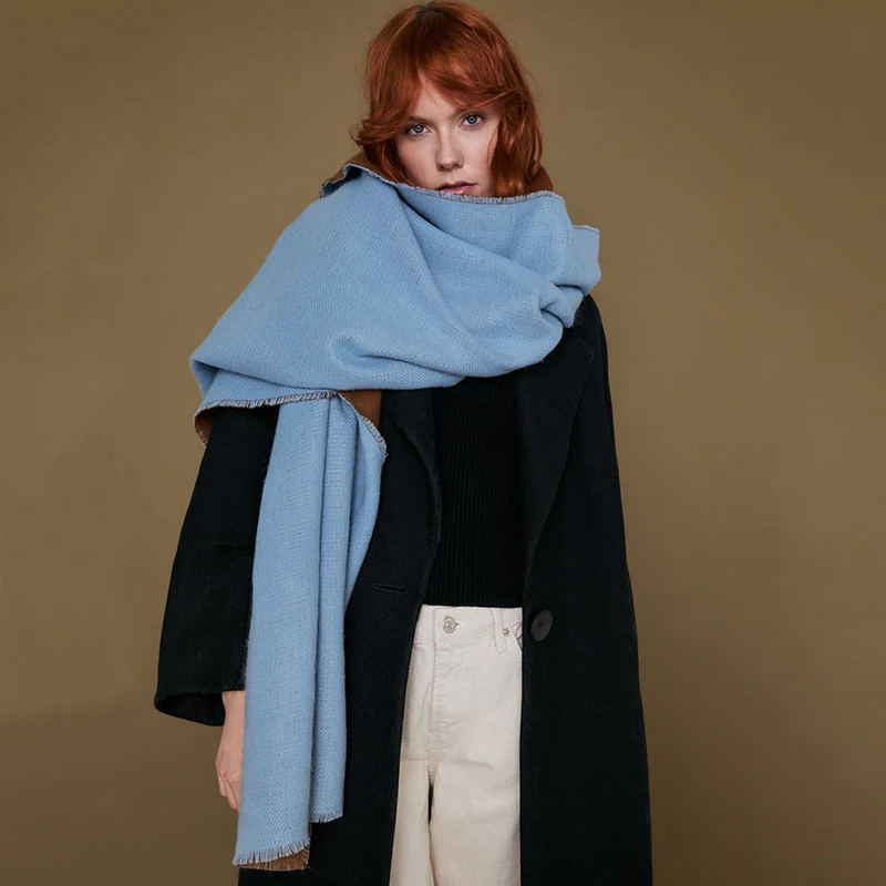 2019 ZA Autumn and Winter New Two-color Stitching Imitation Cashmere Scarf Fashion Wild Warm Large Thick Women Hot Sale |
