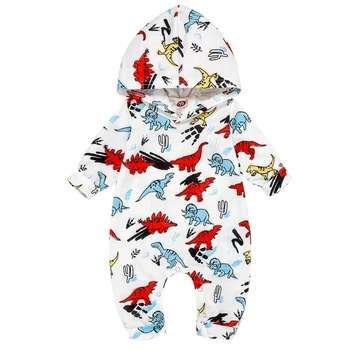 

Toddler Newborn Baby Clothes Hooded Long Sleeve Dinosaur Printed Boy Girl Kids Baby Rompers Cotton Jumpsuit Baby Clothes