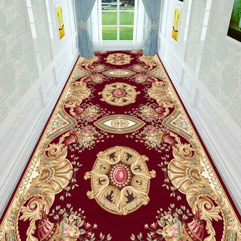 

National Style Flower Living Room Carpets and Rugs Long Hallway Corridor Area Rug Non-slip Bedroom Kitchen Rug Carpet Door Mat