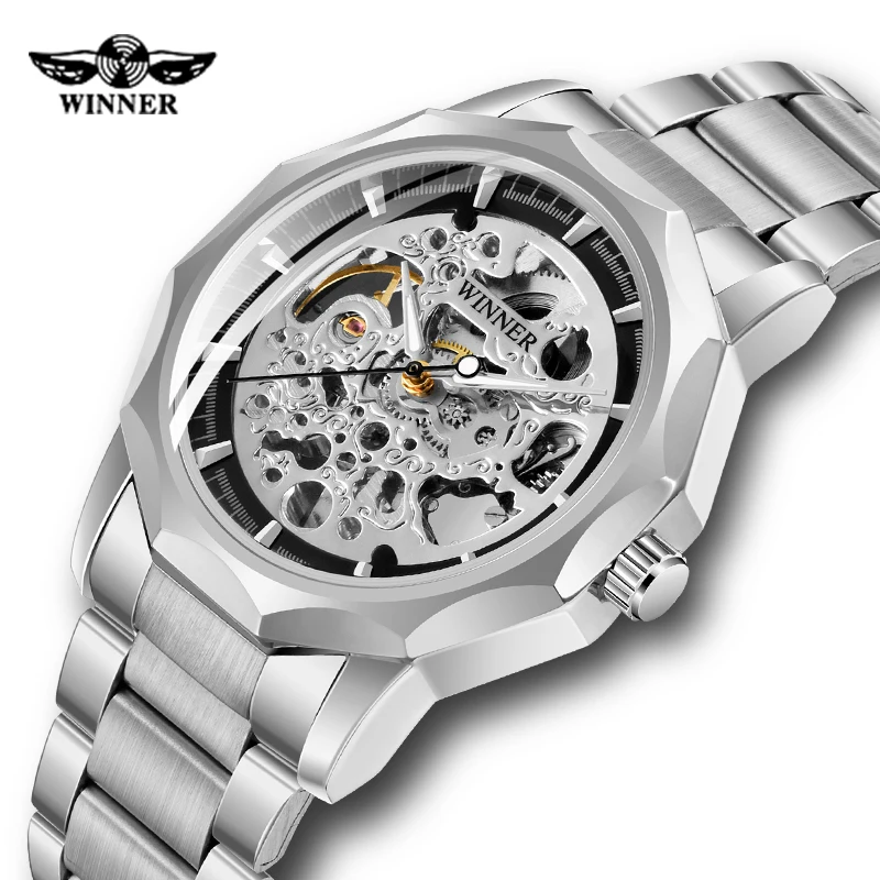 

High Quality WINNER Watch Men Skeleton Automatic Mechanical Watch Cool Skeleton Man Watch Mens Punk Watch Luminous Hands Clock