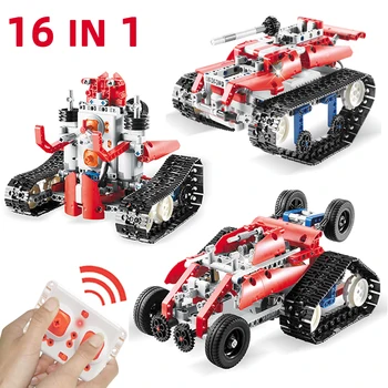 

16in1 Technology RC Robot Model Building Blocks Set Kit 458pcs Remote control Technic Racing Car Enlighten Toys For Children