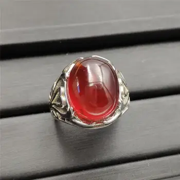 

Genuine Natural Orange Garnet Crystal Adjustable Ring 15x12mm 925 Sterling Silver Fashion Ring Oval Bead Stone AAAAA