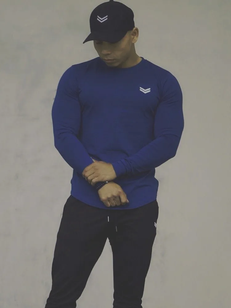 Muscle Brother, стиль, облегающая, с длинным рукавом, осенняя, Спортивная, теплая, для бега, Базовая рубашка, модная, повседневная, рукав реглан