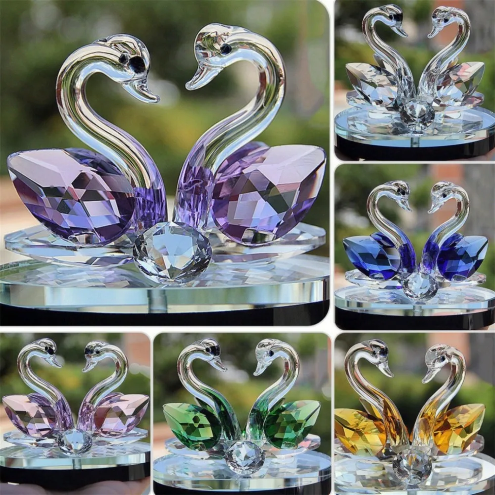 

Creative Swan Crystal Glass Figure Paperweight Ornament Decor Collection Living Room Desktop Ornaments Home Decor