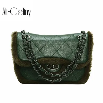 

Brand Originality Design Net red small black women's bag solid color bag Lingge chain simple Korean shoulder slung Mao Mao bag