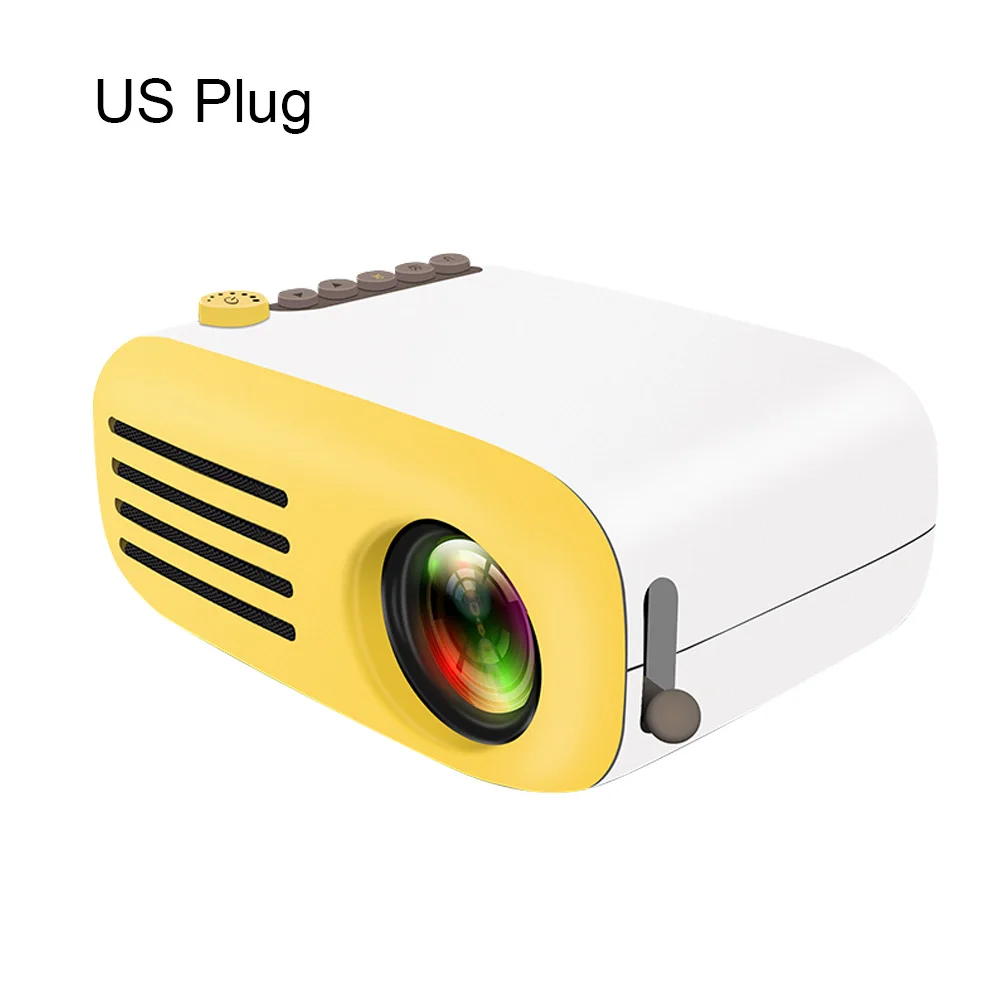US plug-yellow Светодиодный мини-проектор 1080 P, светодиодный проектор с 30000, USB мини-проектор для домашнего медиаплеера - Цвет: US plug-yellow