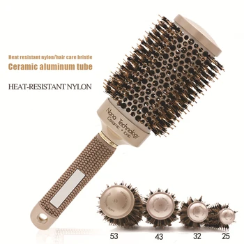 

New Hot Professional Thermal Ceramic Ionic Round Barrel Hair Brush Comb with Boar Bristle SMR88