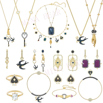 

2020 SWA Fashion TAROT MAGIC Necklace Set Mysterious Lucky Swallow, Devil's Eye, Key Spades Decorated Women Fashion Jewelry Gift