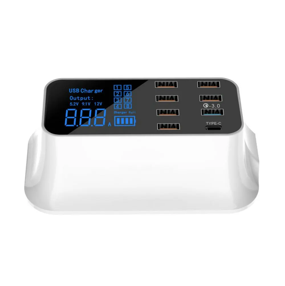 8 портов type C USB зарядное устройство Quick Charge 3,0 светодиодный дисплей для iPhone адаптер телефон планшет быстрое зарядное устройство для xiaomi huawei samsung
