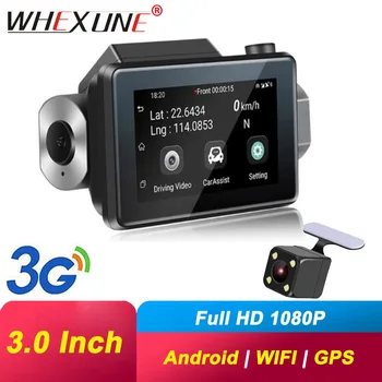 

WHEXUNE 3G Android WIFI Car DVR 3 inch dual lens Dash Cam 1080P Video Recording dvrS App Real-Time Control Dash Camera GPS WDR