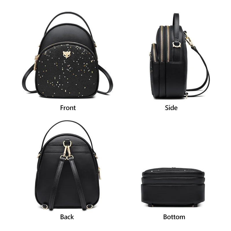 Foxer Split Leather Backpack Girl Mini Crossbody Bag Multilayer Women Shoulder Bag Female Stylish Tote Lady Luxury Messenger Bag