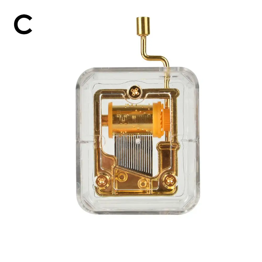 Mini Music Box Hand Cranking Music Movement Transparent DIY Music Box For Christmas Gift