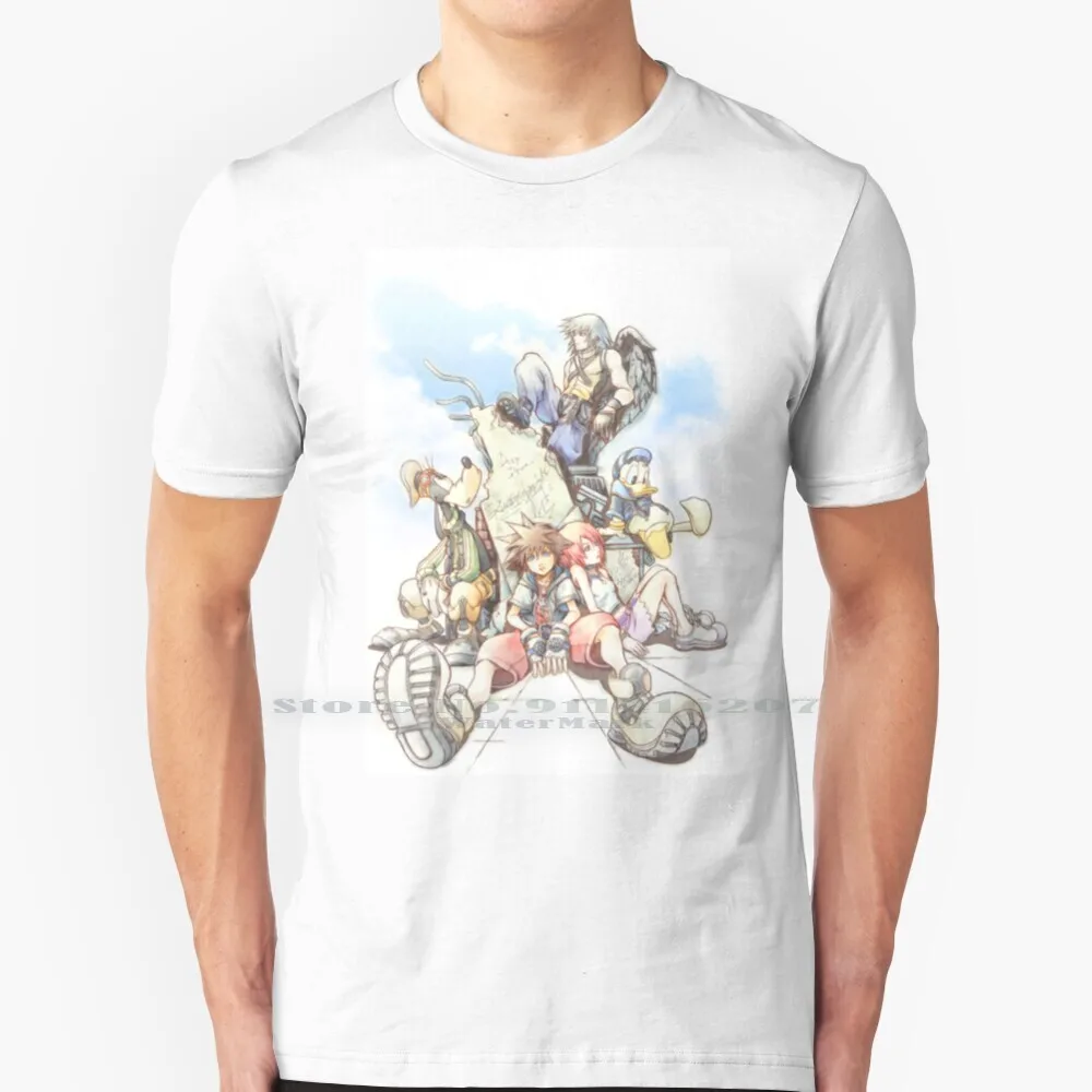 Kingdom Hearts - Artwork T Shirt 100% Puro Cotone Kingdom Hearts Sora Hearts Kingdom Keyblade Kh Game Senza Cuore Riku Kairi Donal