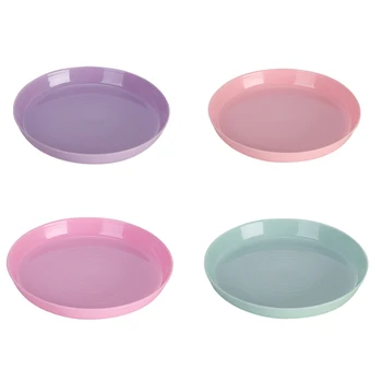 

4-Piece Baby Cutlery Creative Home Child Canteen Fruit Plate Anti-Fall Children Solid Color Dinner Plate