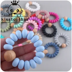 Kissteether – perles plates pour bébé, nouveau produit, perles d'espacement créatives, Silicone, morsure de bois de hêtre, Bracelet molaires, jouets, cadeau 
