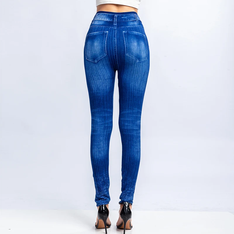 Женские джинсовые узкие леггинсы для фитнеса, обтягивающие леггинсы, женские повседневные спортивные Леггинсы с высокой эластичной талией для бега, леггинсы с эффектом пуш-ап, 3XL