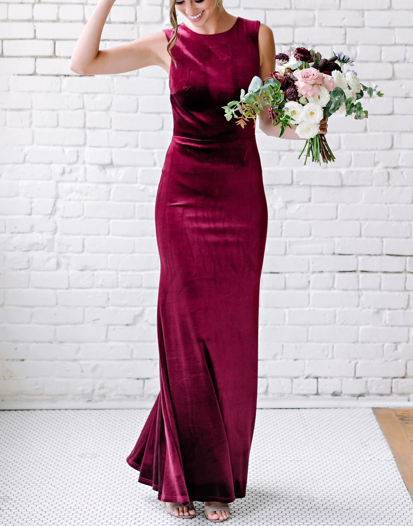 Бордовые Платья для подружки невесты длинные велюр платье-Русалка Vestido Madrinha свадебное платье для гостей vestido de festa