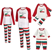 Рождественские пижамные наборы из 2 предметов Семейные одинаковые рождественские пижамы для мамы, папы, детей, малышей Повседневная одежда Вечерние комплекты одежды