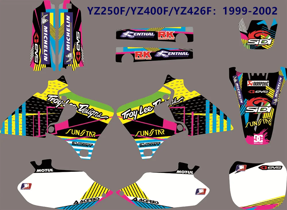 YZ250F YZ400F YZ426F 99-02 3M наклейки на ногти, свободный изготовленный на заказ номер со словом рисунком именем логотипом для Yamaha YZ250F YZ 400F YZ 426F 1999 2000 2001 2002