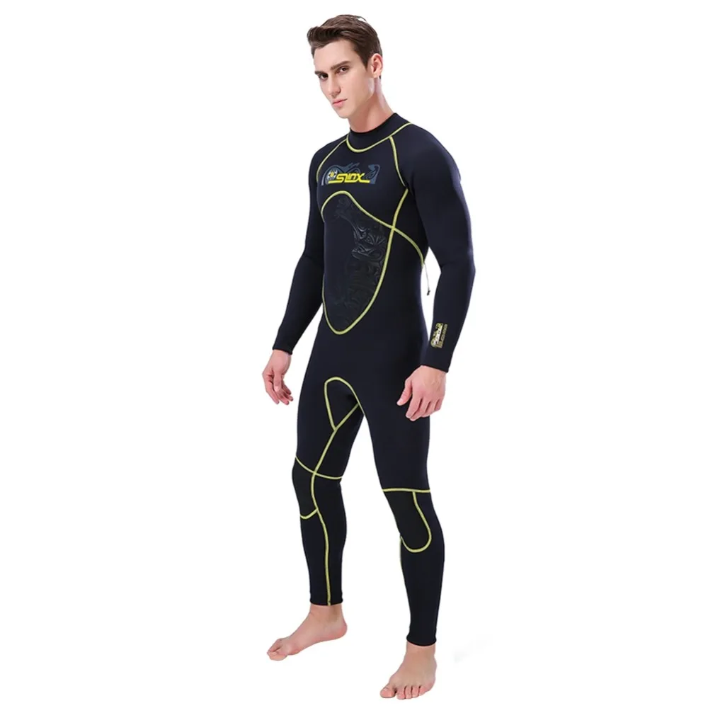 Men Swimsuit Adult Long Sleeve One-Piece Full Body Elastic Thermal 3mm Swimsuit Diving Snorkeling Surfing Suit