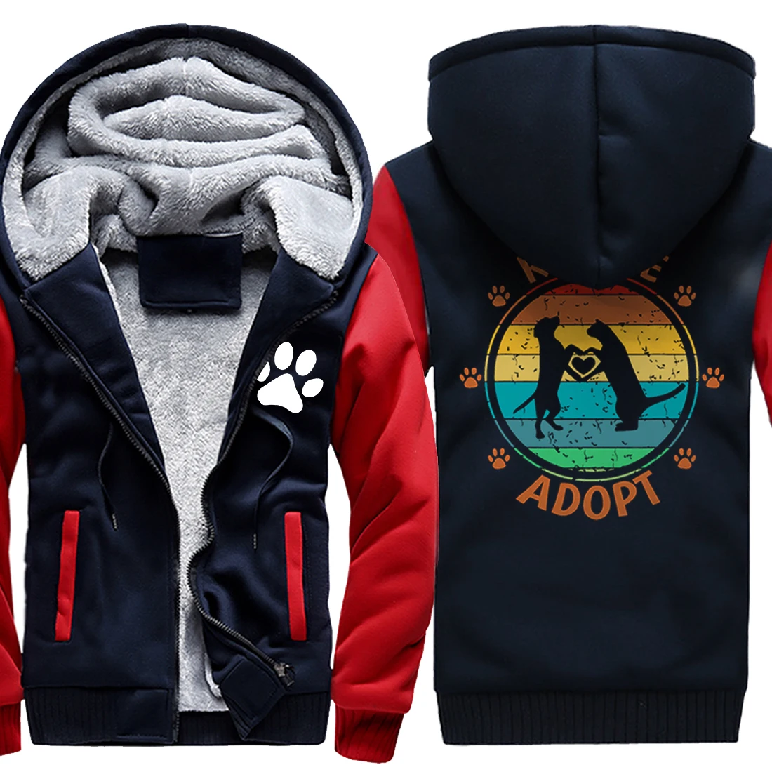 

Pescue Adopy Dog 2020 New Arrival Mens Raglan Thicken Jackets Mans Coats And Hooded Fashion Leisure Tops Casual sudadera hombre
