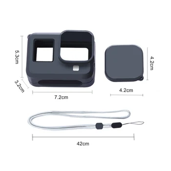 

For GoPro Hero 8 Black Sports Camera Silicone Case Protective Cover Housing with Chargeable Battery Lid Wrist Lanyard
