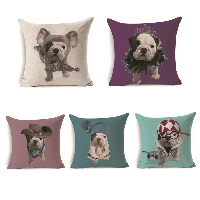 Animal Dog Office Cushion Artistic Personality Sofa Linen Pillow Customized
