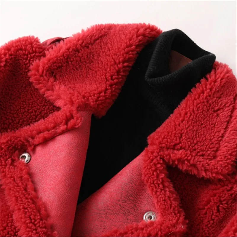 Зимние Для женщин высококачественного меха ягненка пальто модные роскошные длинная куртка C мехом двубортная плотная теплая шерсть пальто свободные