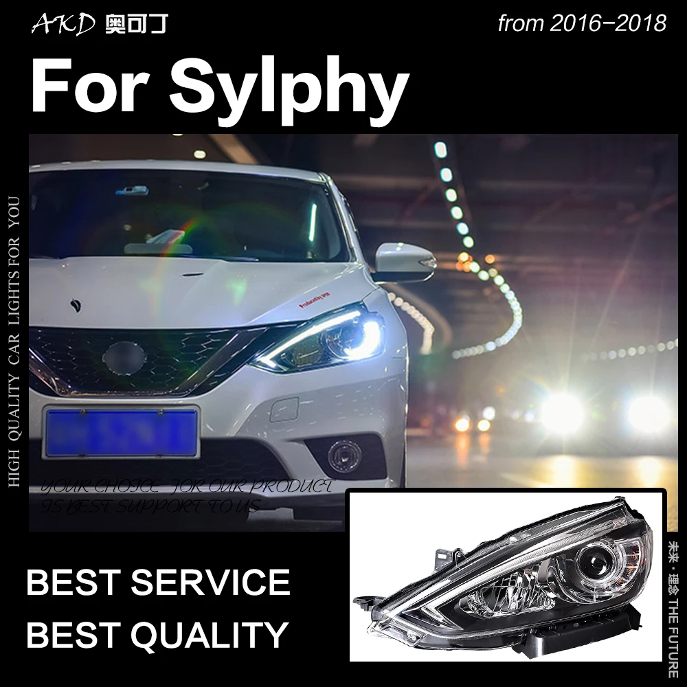 AKD автостайлинг фары для Nissan Sylphy Sentra светодиодный ные 2016 2018 DRL Hid вариант