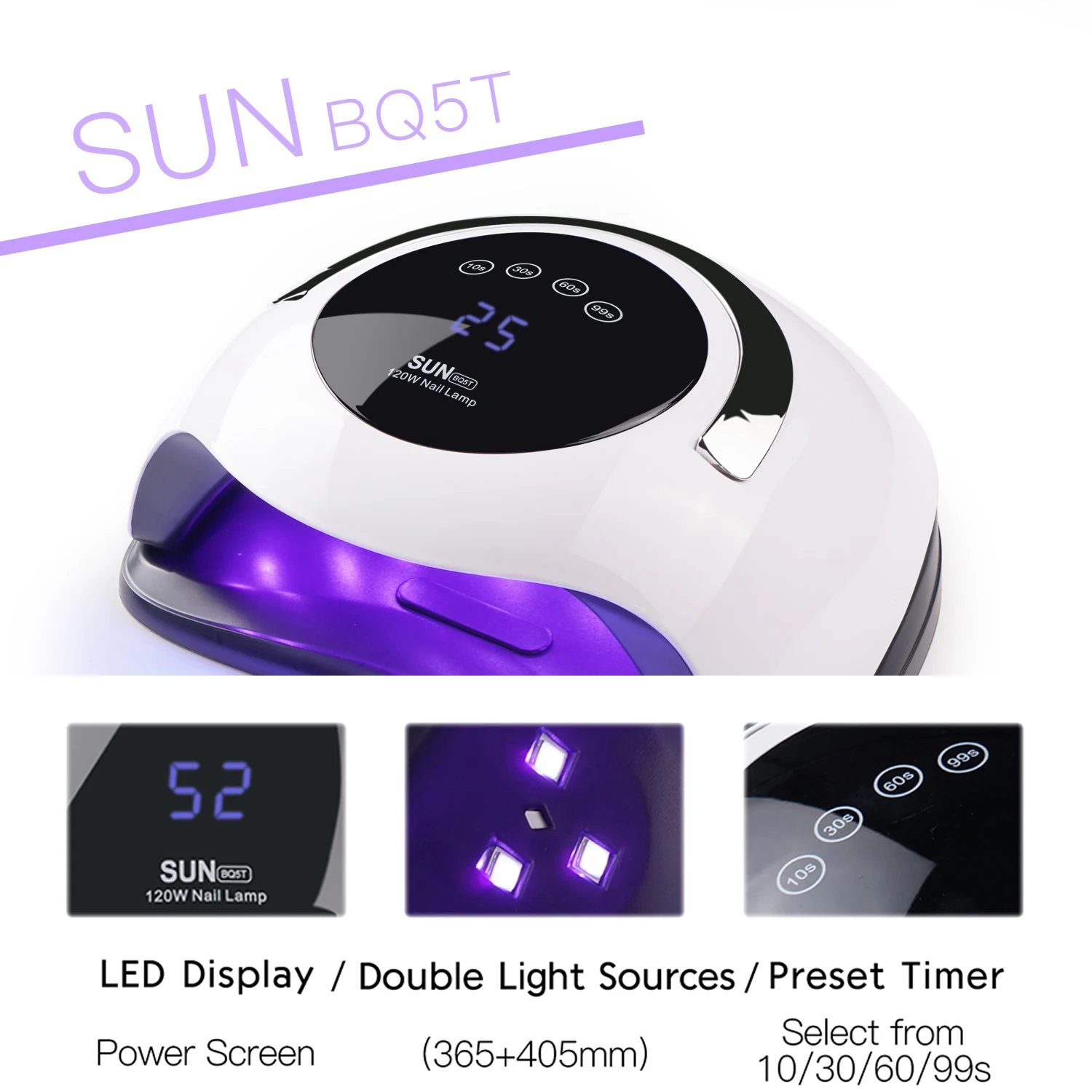 Сушилка для ногтей SUN BQ5T СВЕТОДИОДНЫЙ УФ светильник маникюра ЖК дисплей