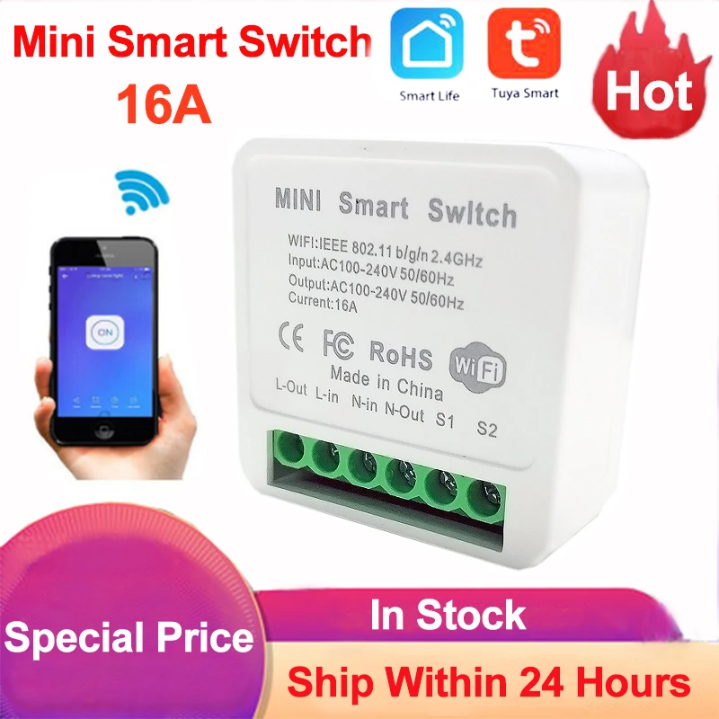 Tuya Mini Wifi Smart Switch Smart Home Remote Control 16a Timer Diy