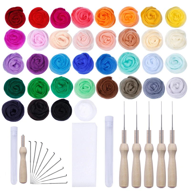 36 colors 3g 5g Needle Felting Kit Wool Tools Handmade Felt Set Pack Fabric Materials Accessories | Дом и сад
