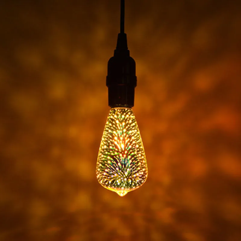 JLAPRIRA Edison красочные 3D стеклянные пиротехнические светодиодные лампы для сосков St64 постоянный ток 85-265 в